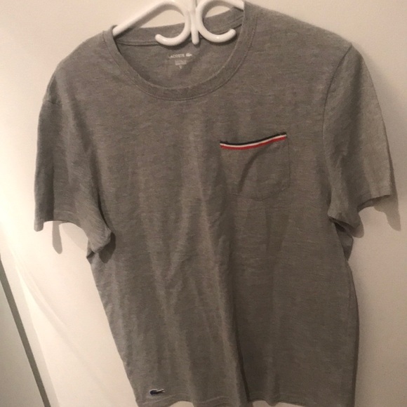 Luxurious Lacoste Sleepwear Ultra Soft Grey Tshirt with French Flag 🇫🇷 Pocket - Picture 2 of 5